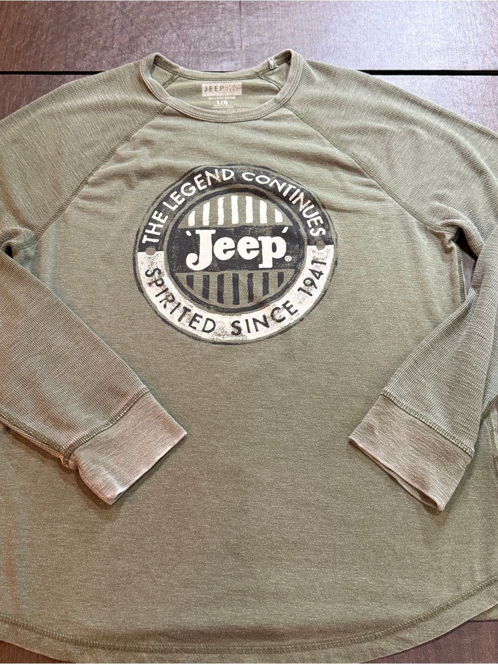 Lucky Brand Jeep Olive Thermal Long Sleeve Shirt Size Large